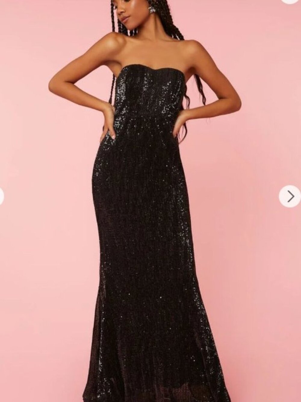 Forever 21 Black Sequin Sweetheart Mermaid Gown Small S